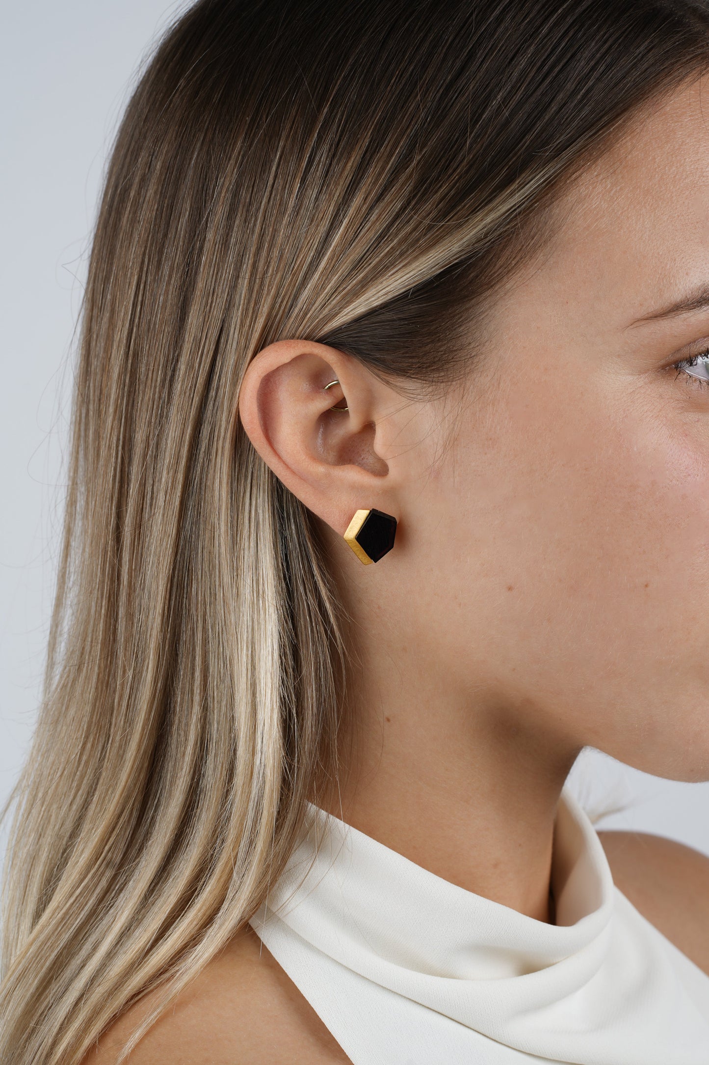 Gold-Plated Earrings with Cherry Amber "Fragmenta Imperii – Arcan"