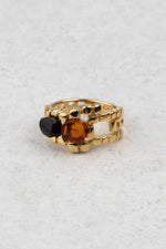 Gold-Plated Cherry & Honey Amber Ring “Luxar Ambrosium - Fides”